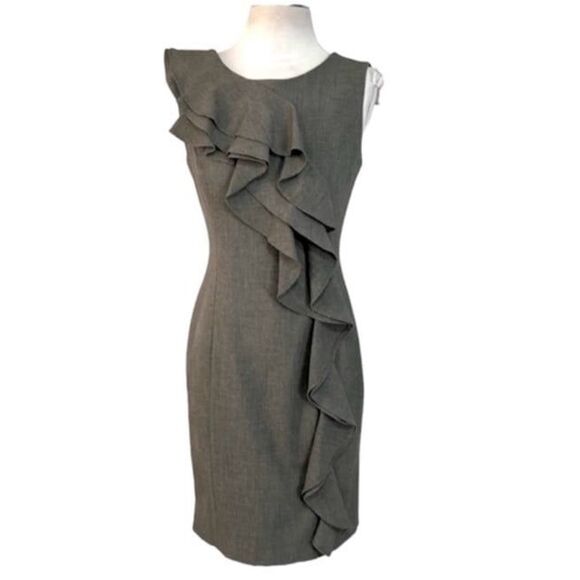 Calvin Klein Dresses & Skirts - Calvin Klein Grey dress with ruffles bow detail